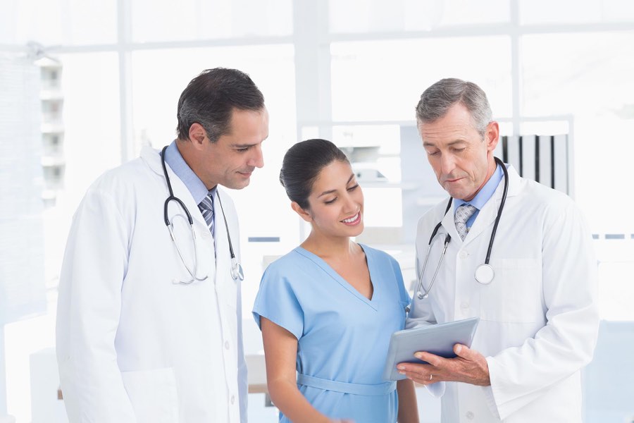 Doctors reviewing study information