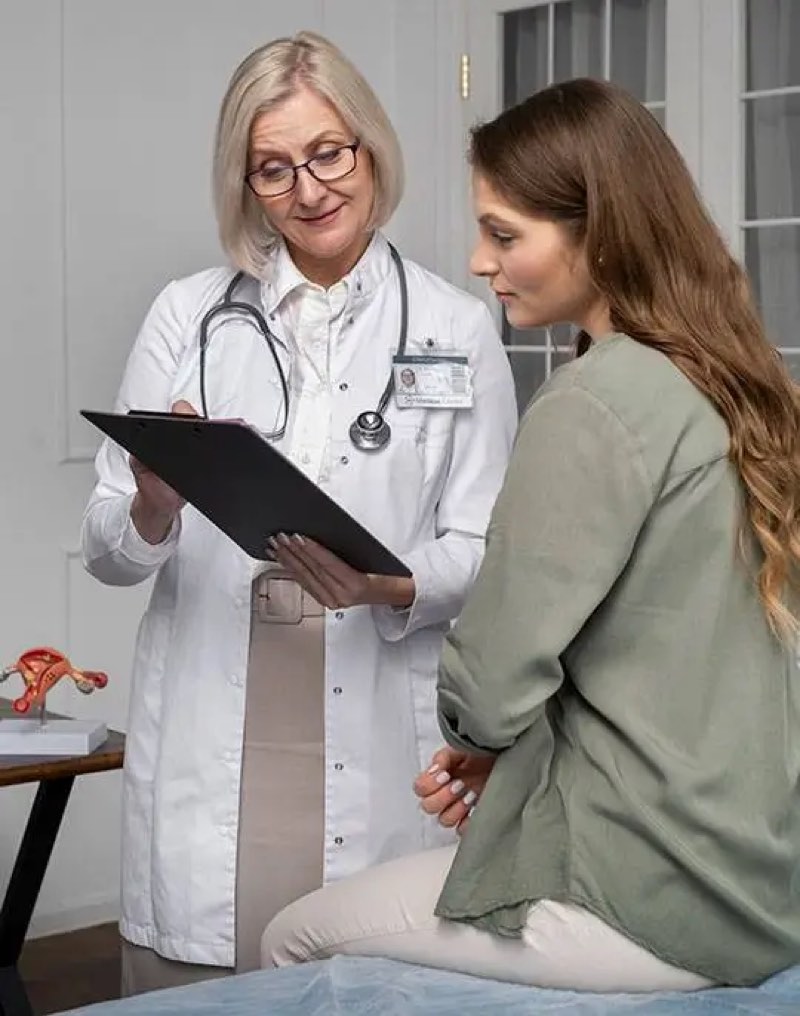 A doctor talking with a patient